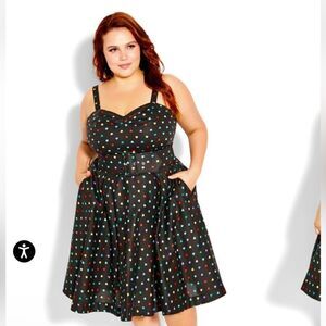 City Chic Desire Rainbow Heart Fit and Flare Dress NWT